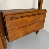 Antique modular shelf in solid French elm from the 60s, vintage