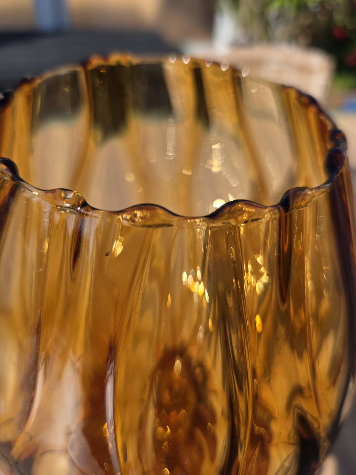 Giant glass 31 cm Empoli blown amber vintage