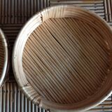 Duo of wicker round baskets