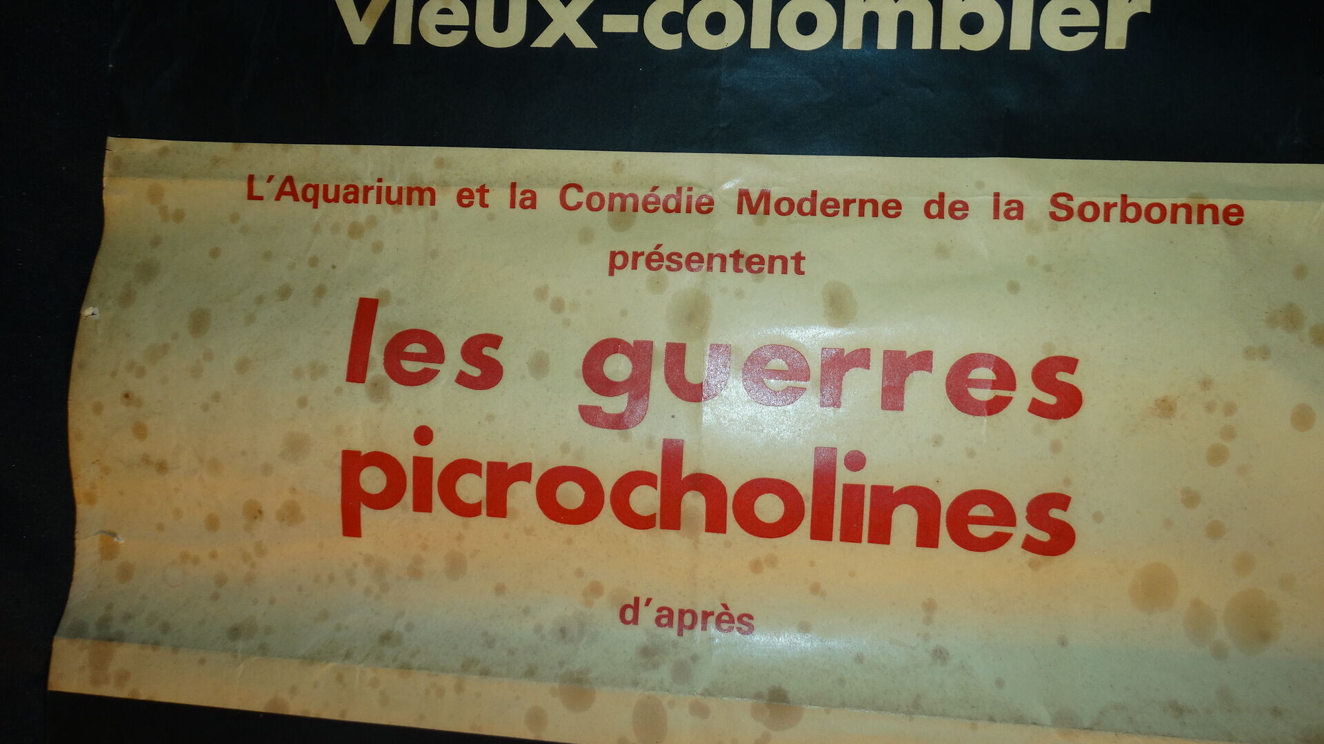 Rare poster theatre of old colombier Paris 1967