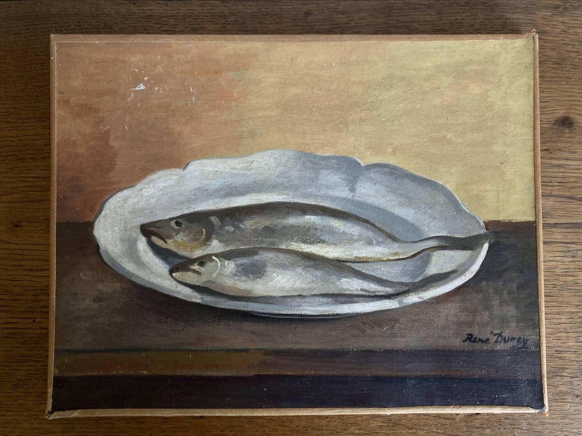 Modernist still life Fish on a plate, René Durey 1943
