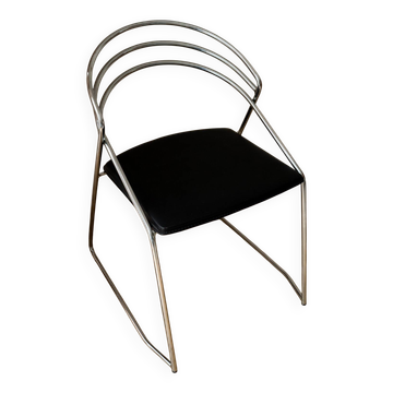 2 Vintage Design 80s Stylistic Wire Steel Chairs Chrome