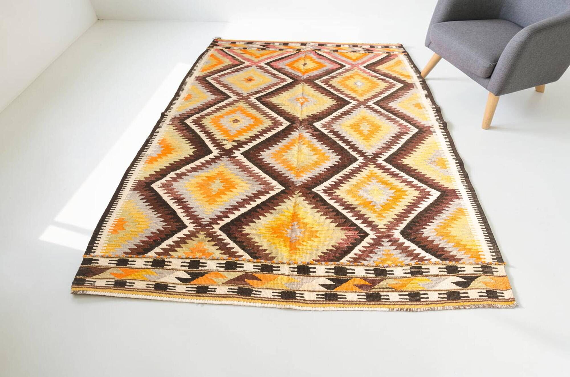 Vintage Anatolian Turkish Kilim Rug