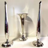 Lots de Petits Vases Soliflores Anciens Laiton & Bronze Argenté WMF Art Déc