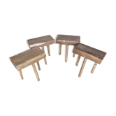 Lot 4 tabourets berger 1960 bois massif