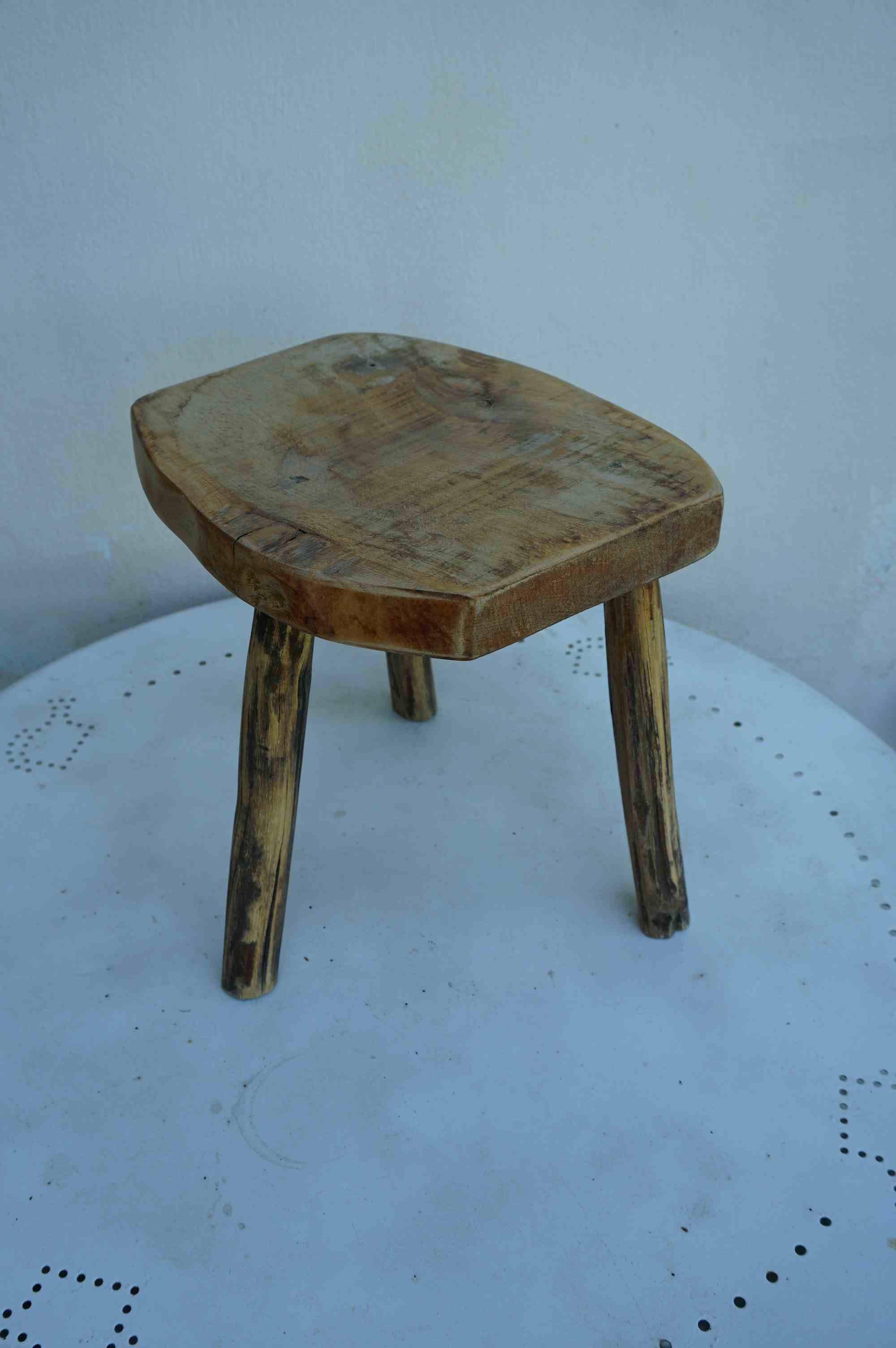 Vintage solid wood tripod stool