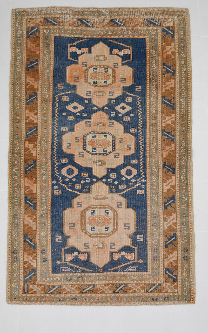 Handmade blue oushak rug 280x167cm