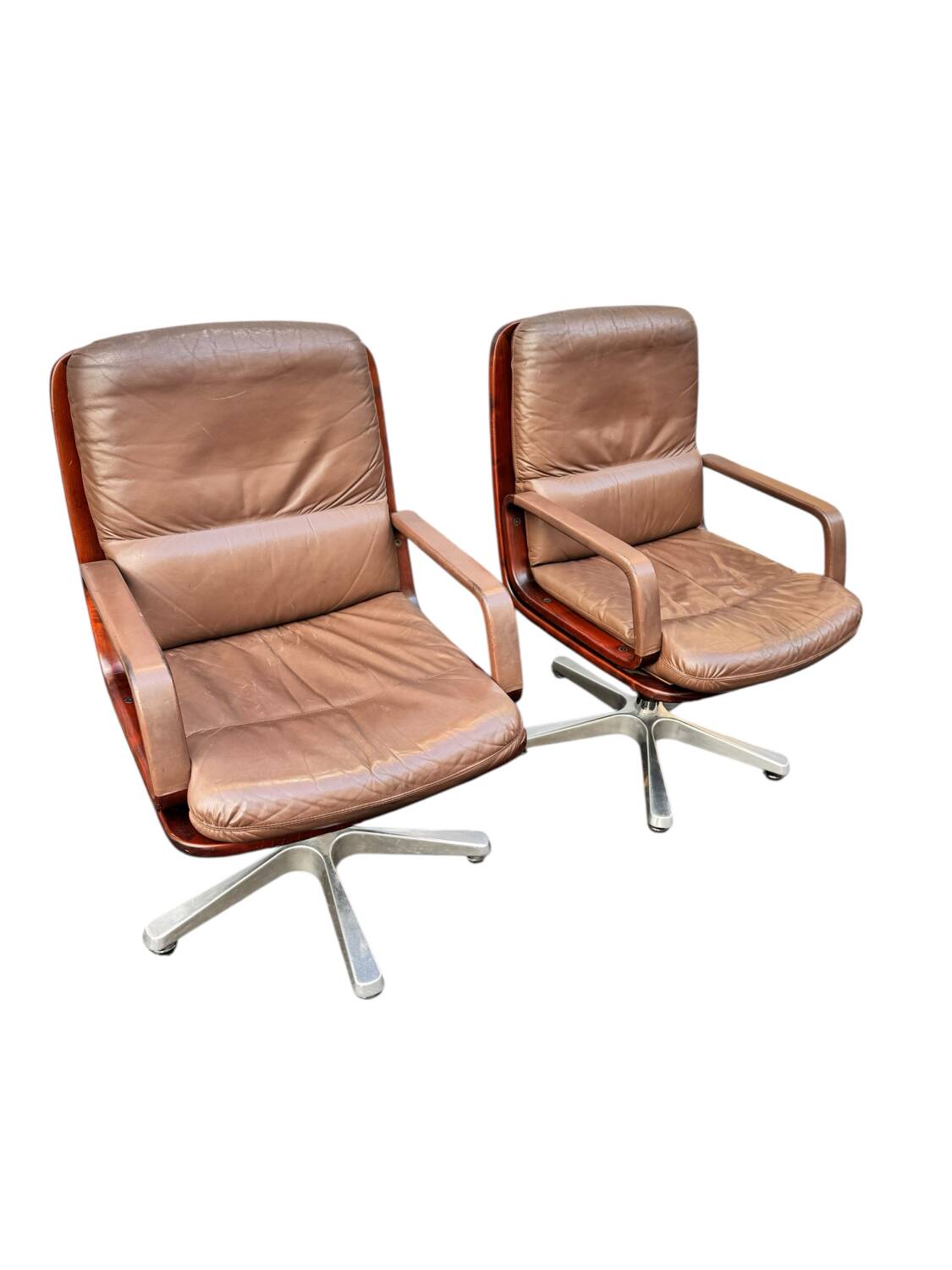 vintage leather and wood office/conference chair – st