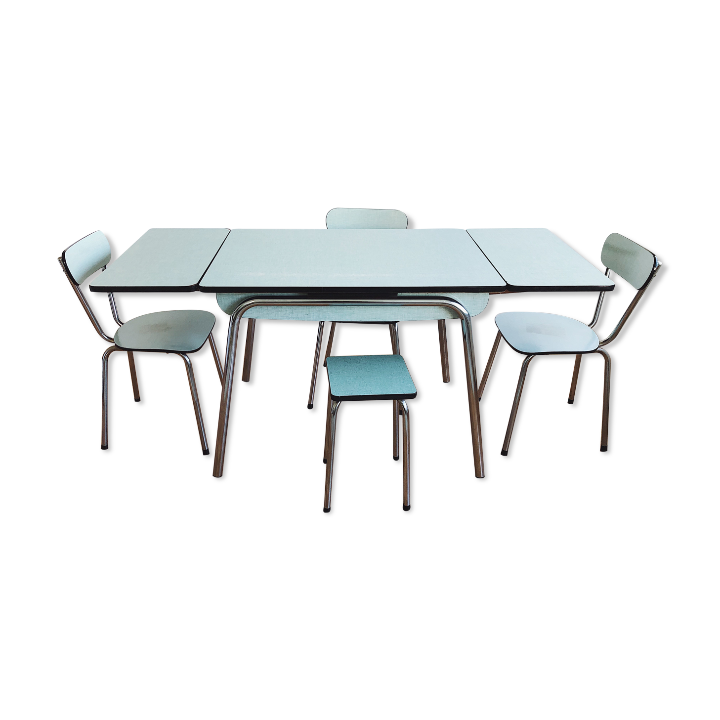 Formica blue table & chairs