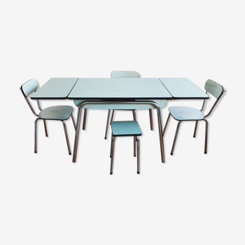 Formica blue table & chairs