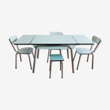 Table & chaises formica bleu