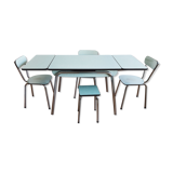Table & chaises formica bleu