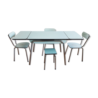 Formica blue table & chairs
