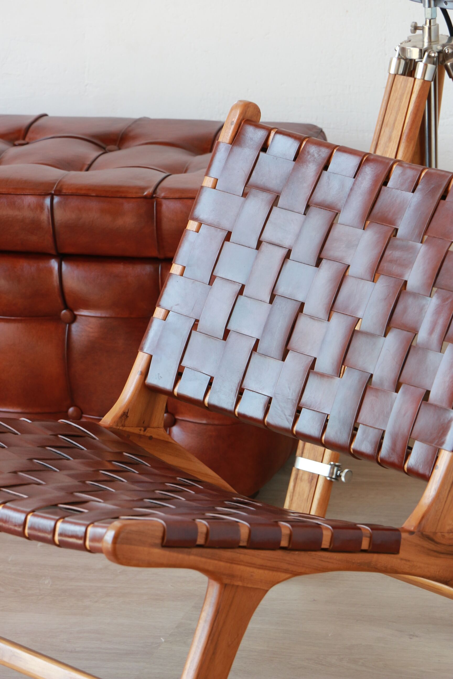 Pair of Teak & Leather heaters - model "Los Angeles" - Olivier de Schrijver