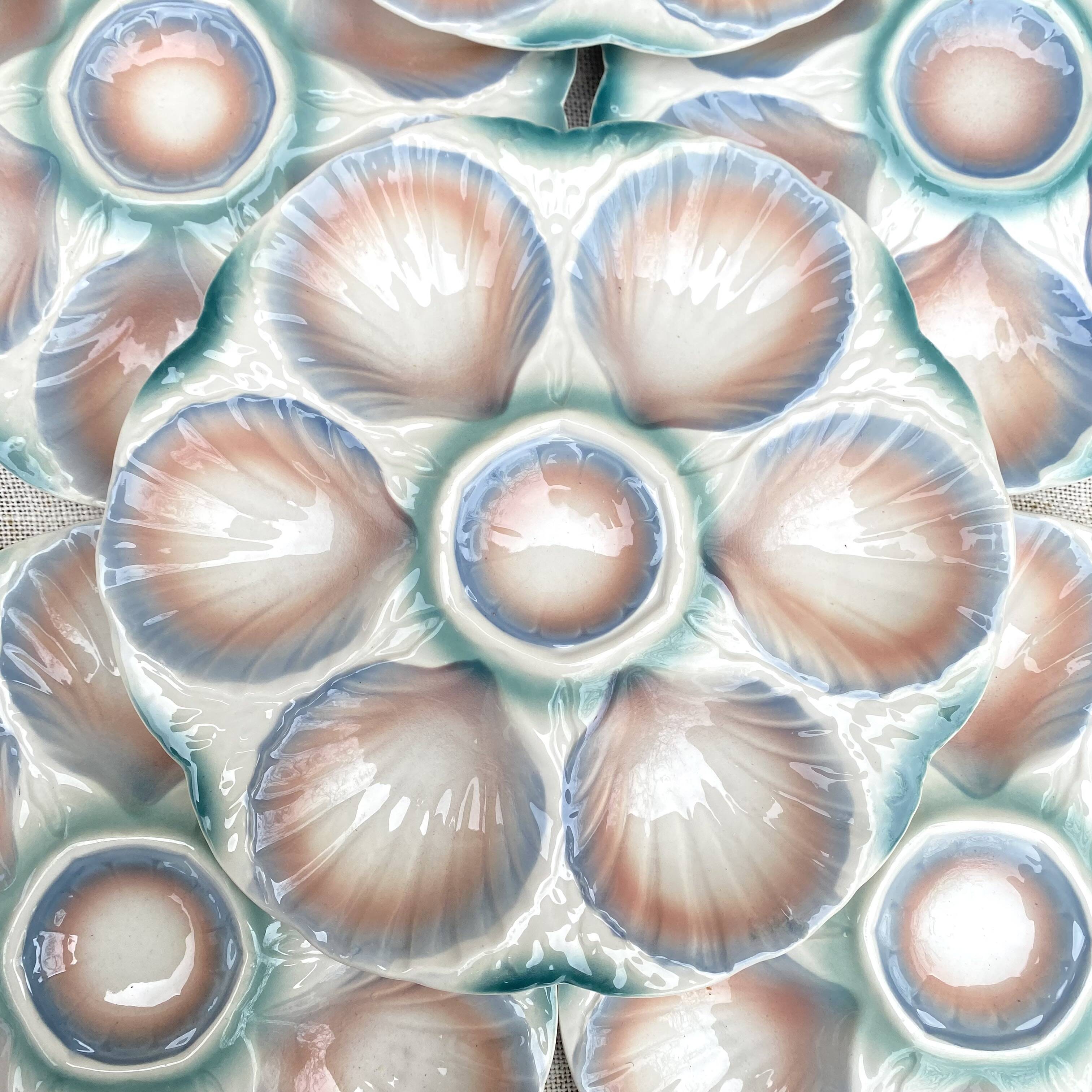 Barbotine oyster plates Digoin