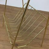 Vinyl magazine holder side table, perforated sheet metal, 50s