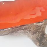 Red ceramic fruit bowl & vintage wood imitation from the 1960s