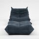 Fauteuil Togo et pouf en velours côtelé gris par Michel Ducaroy pour Ligne Roset, 1973