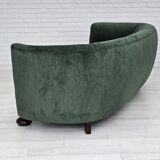 Années 1960, design danois, canapé 3 places "Banana" refait à neuf, velours vintage.