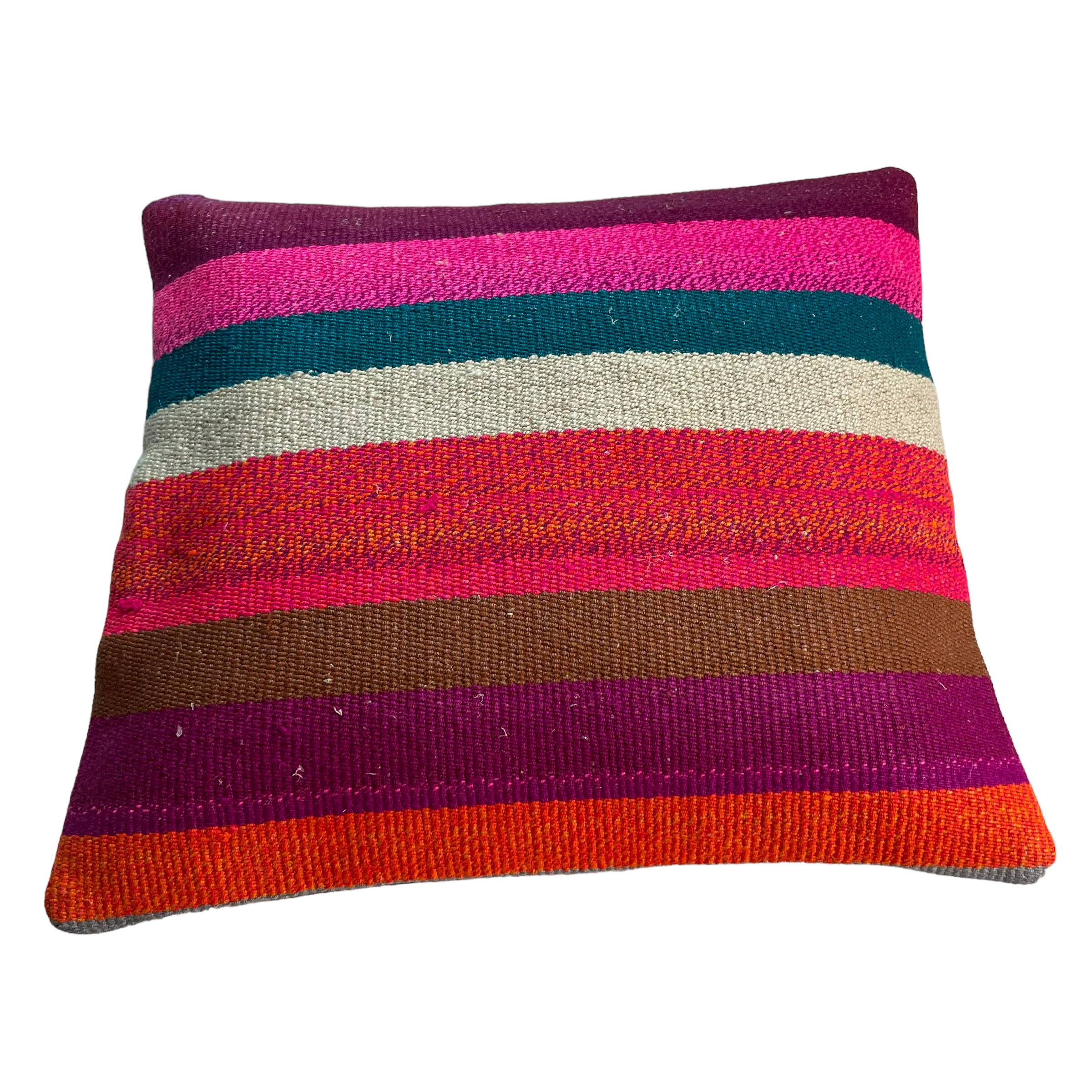 Vintage turkish kilim cushion cover , 40 x 40 cm