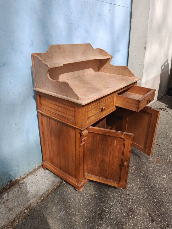 Commode de toilette en sapin et mabre, 1800