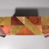 Console en cuivre et hêtre teinté Lorenzo Burchiellaro, Italie, années 1960