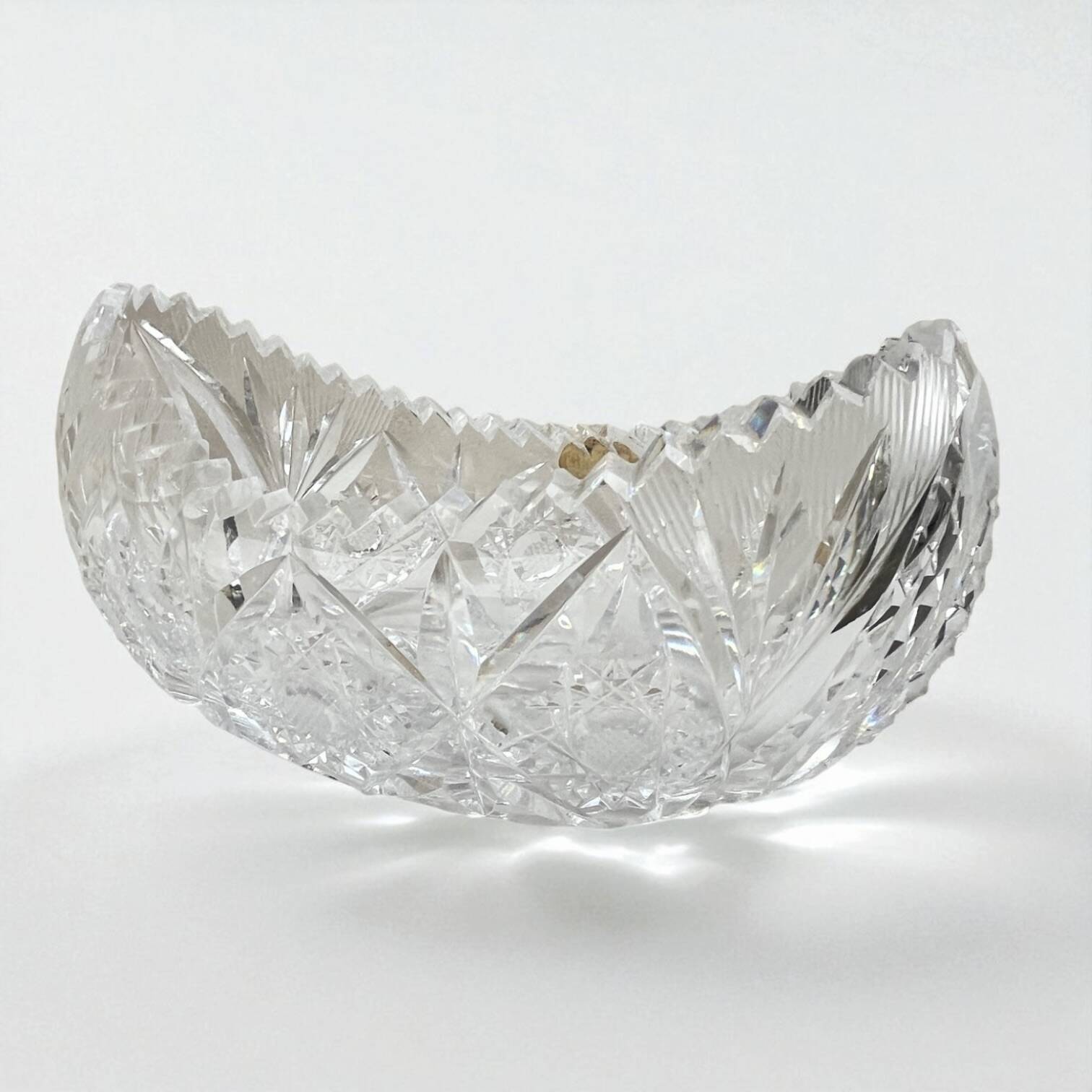 Oval salad bowl in cut crystal from Lorraine 1960 - crystal fruit bowl