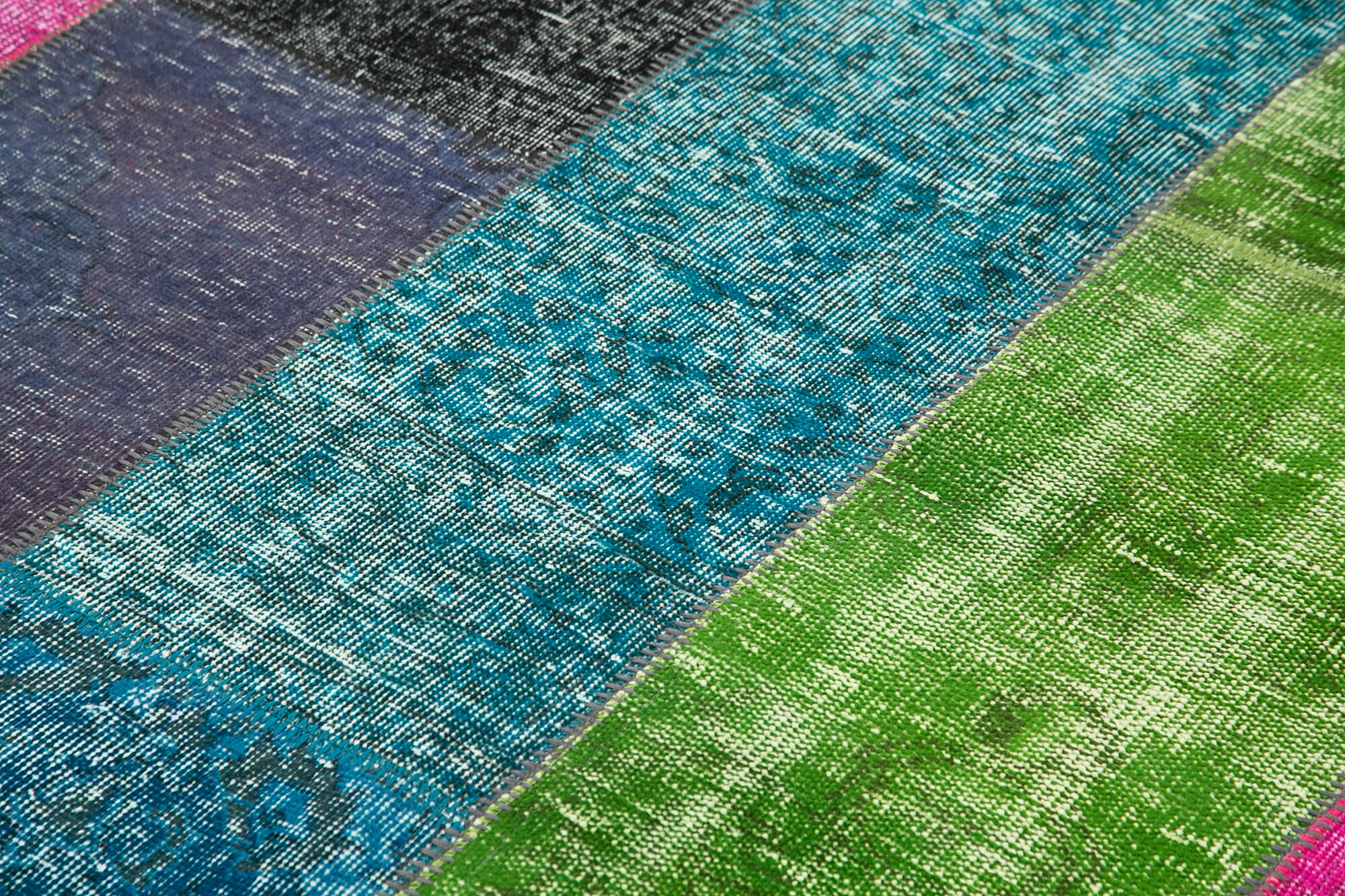 Hand-knotted anatolian contemporary 200 cm x 300 cm multicolor patchwork carpet