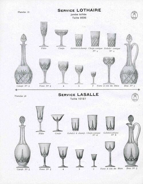 Saint-louis set of 2 antique lasalle cut crystal carafes 1930
