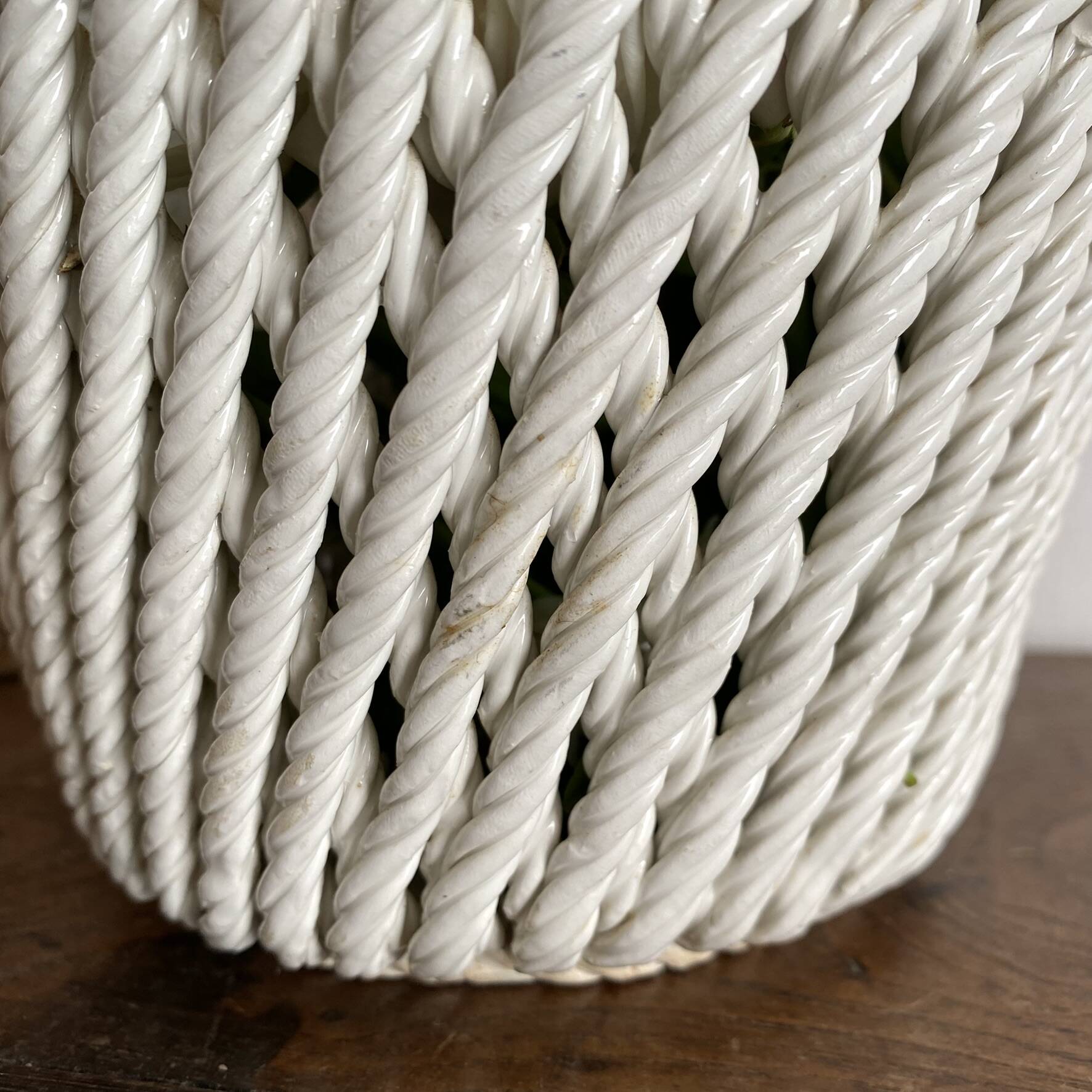 Woven ceramic plant pot