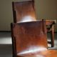 Paco Muñoz, Pair of lounge hunting armchairs, model "Riaza", leather and walnut, 1960