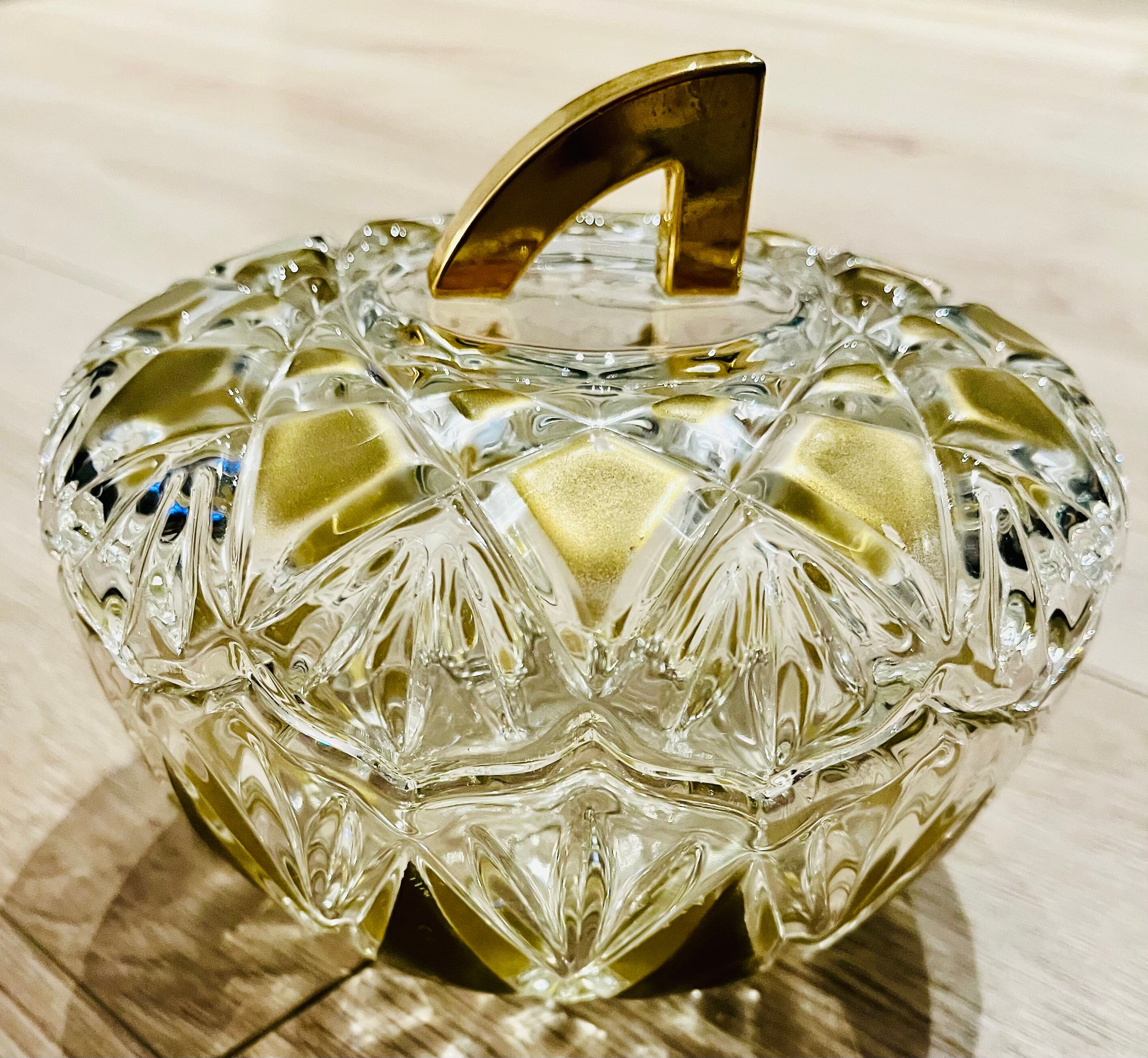 Glass and brass candy box