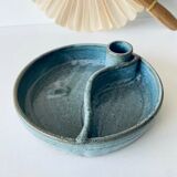 Candle holder and empty pocket or ceramic dish signed