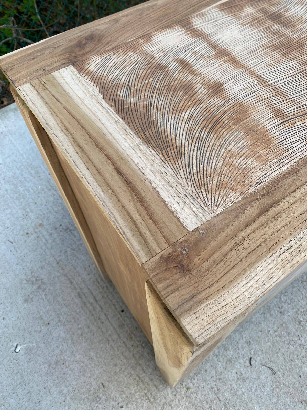 Renovated Scandinavian sideboard in solid raw oak 180cm