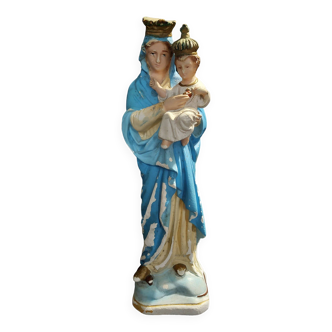 Statuette religieuse Sainte Vierge à l'enfant fin XIXème