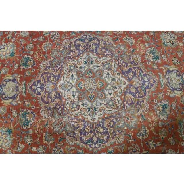 1970s Vintage Persian Handmade Wool Orange Oversized Area Rug 278x379