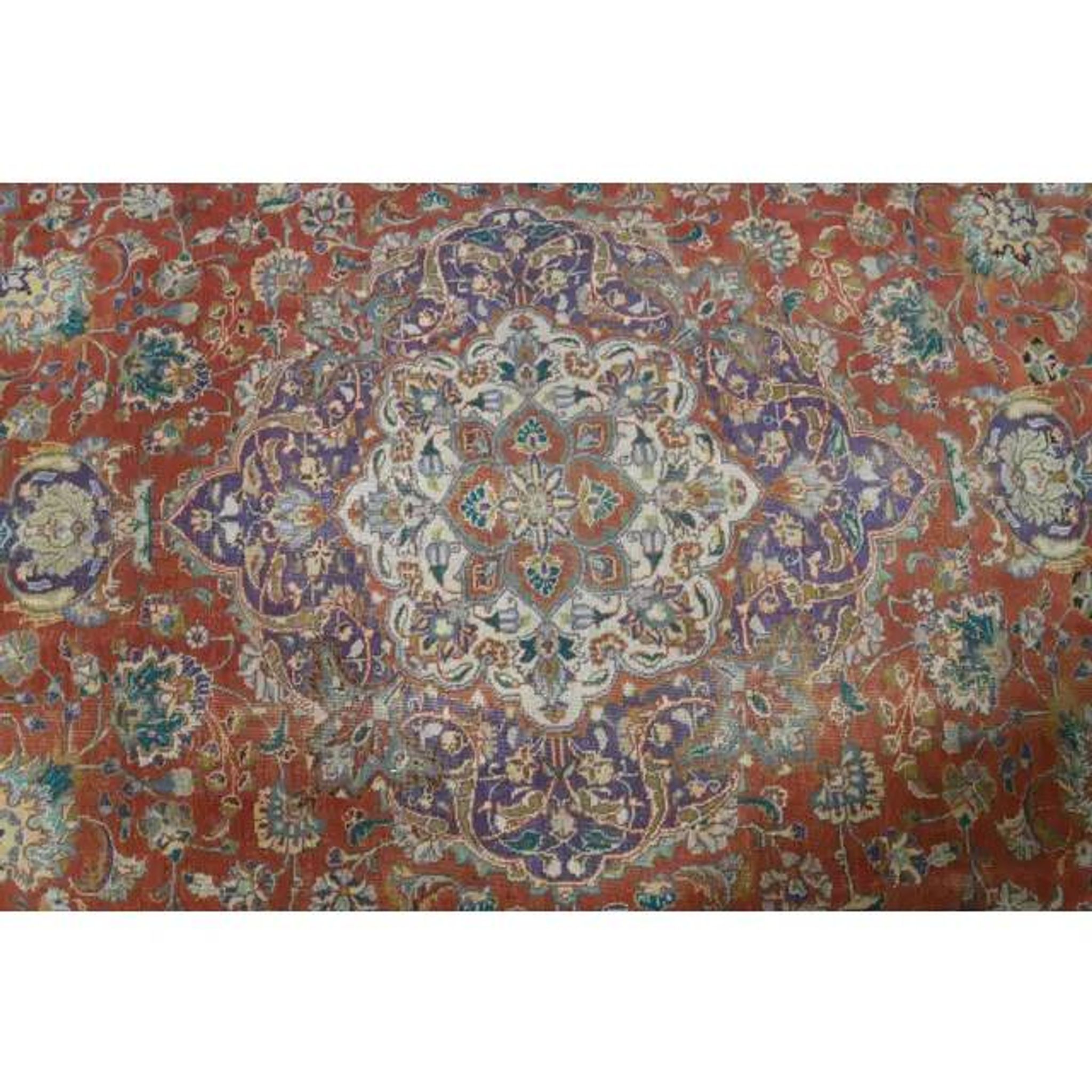 1970s Vintage Persian Handmade Wool Orange Oversized Area Rug 278x379