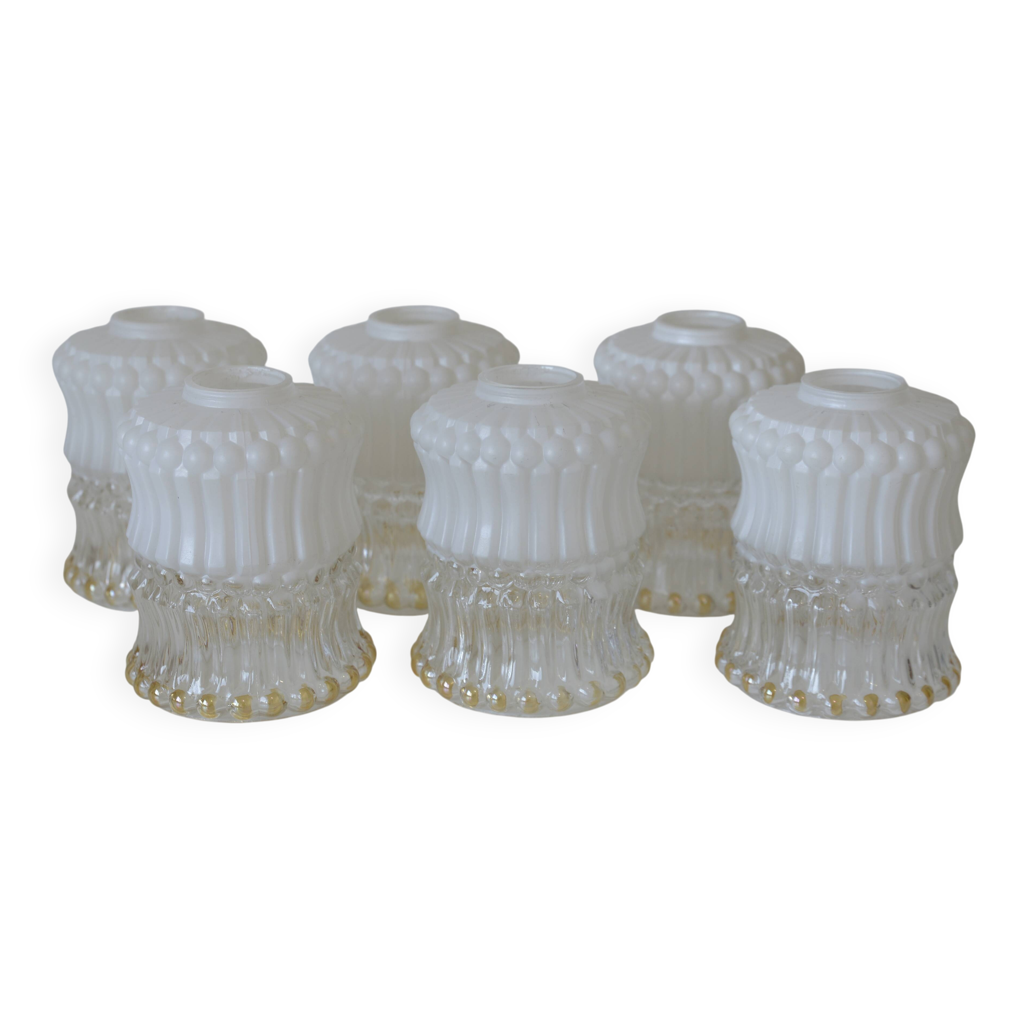Set of 6 Vintage Replacement Glass Shades / DIY Hanging Lamp / Bedside Ligh