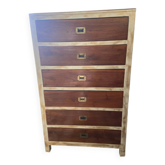 Exotic wood chest of drawers with 6 drawers