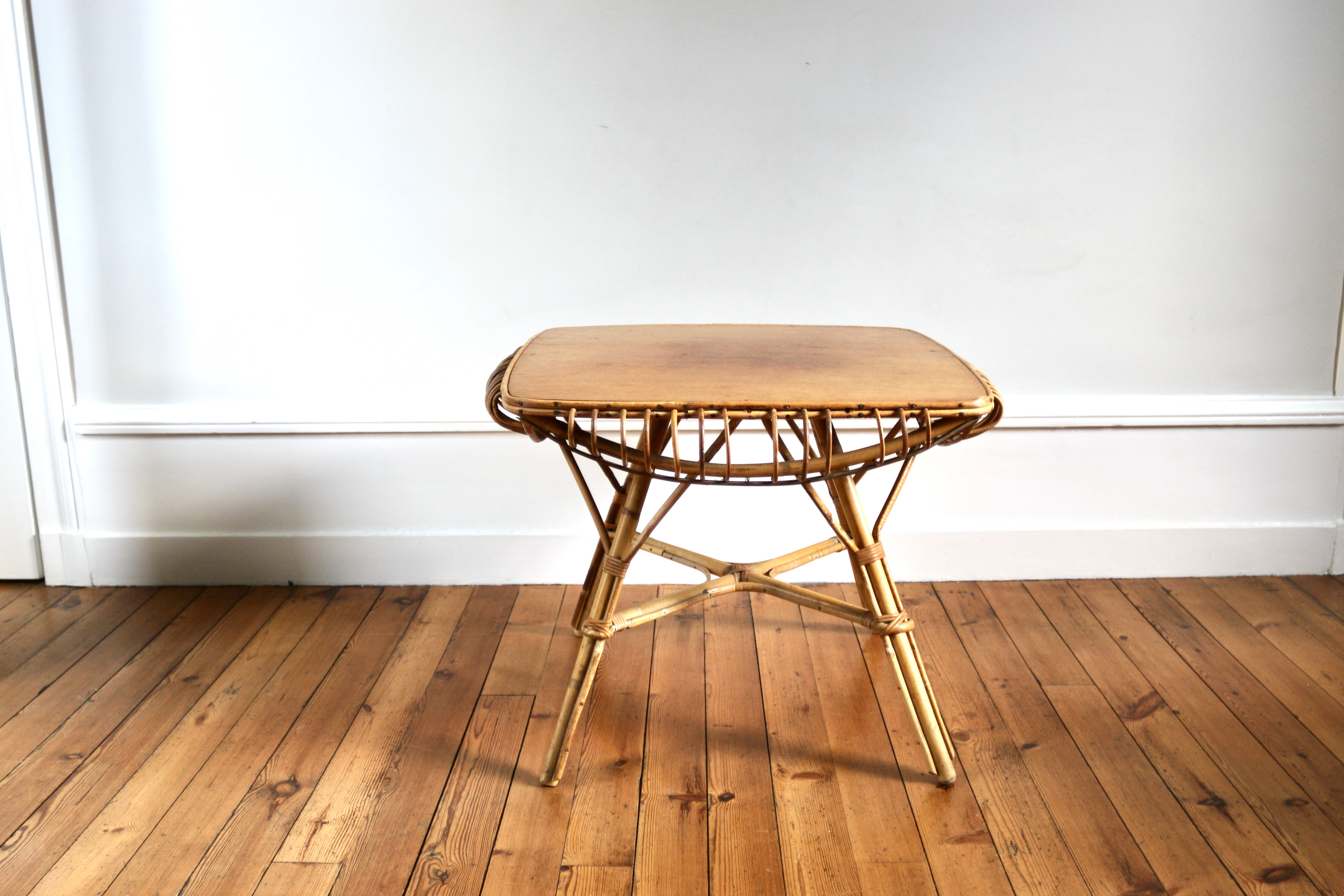 Vintage rattan coffee table 1960