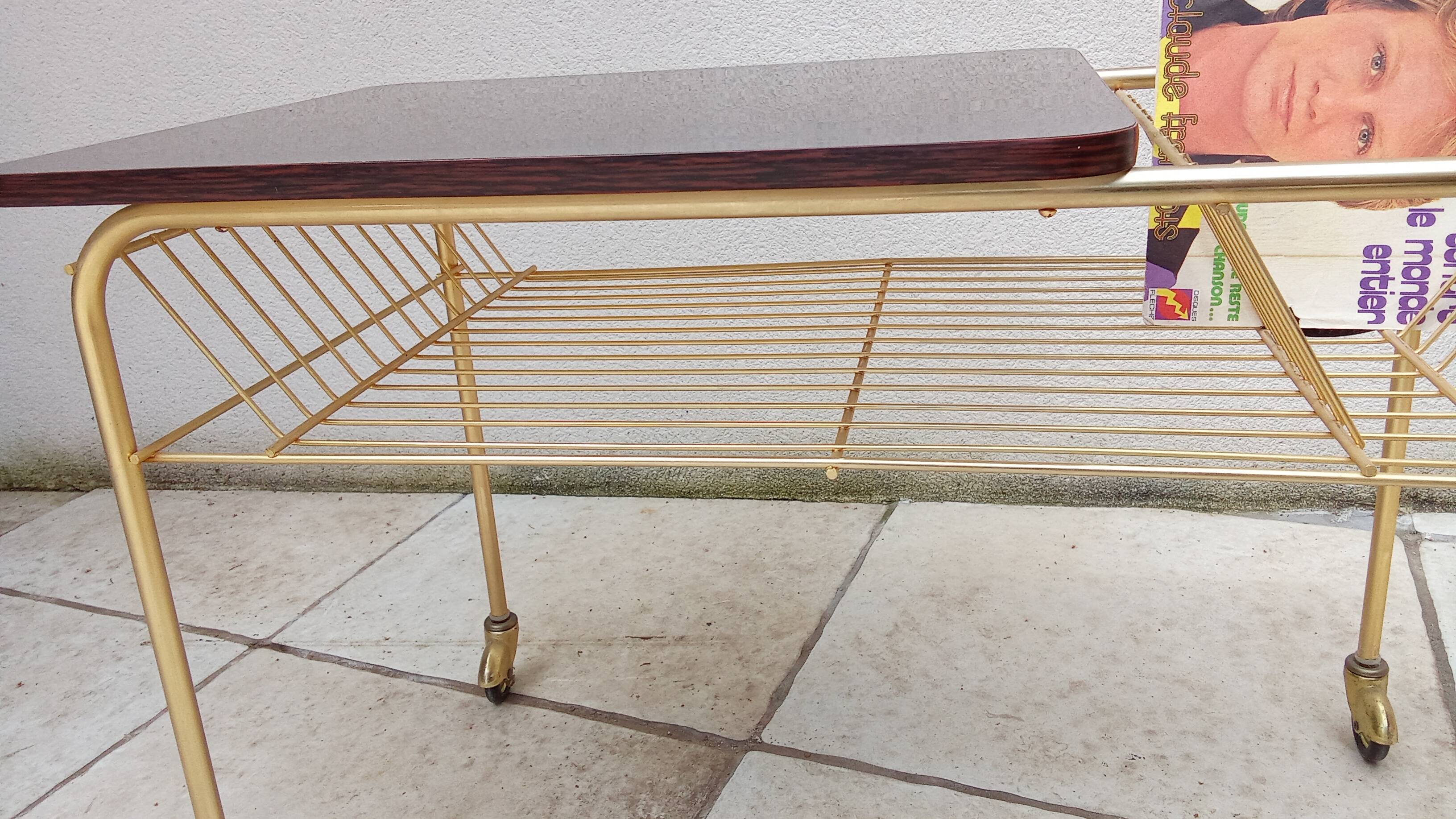 60s record player side table with wheels