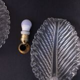 Set of 2 Wall light Trasparent Murano Glass Leave by Barovier e Toso, 1940s