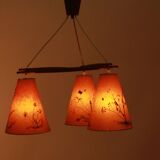 1950s ceiling lamp triangle in teak