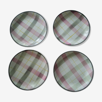 Set of 4 flat plates Digoin Sarreguemines