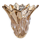 Flared glass vase in the shape of a flower / corolla, bubble effect in the style of Vannes art.