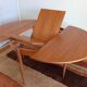 Scandinavian round extendable teak table