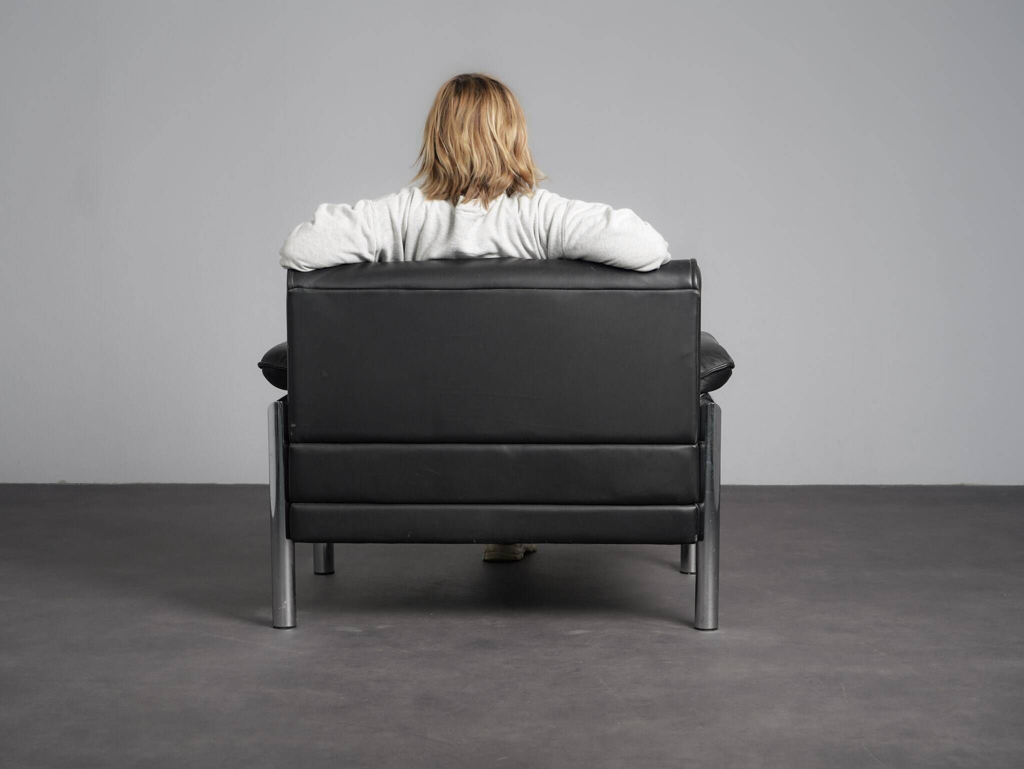 Fauteuil en cuir et chrome, Italie, années 1990