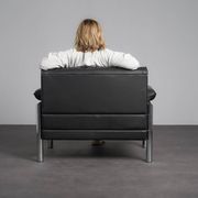 Fauteuil en cuir et chrome, Italie, années 1990
