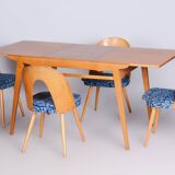 Restored Midcentury Oak Extendable Dining Table, Revived Polish, Czechia, 1950s