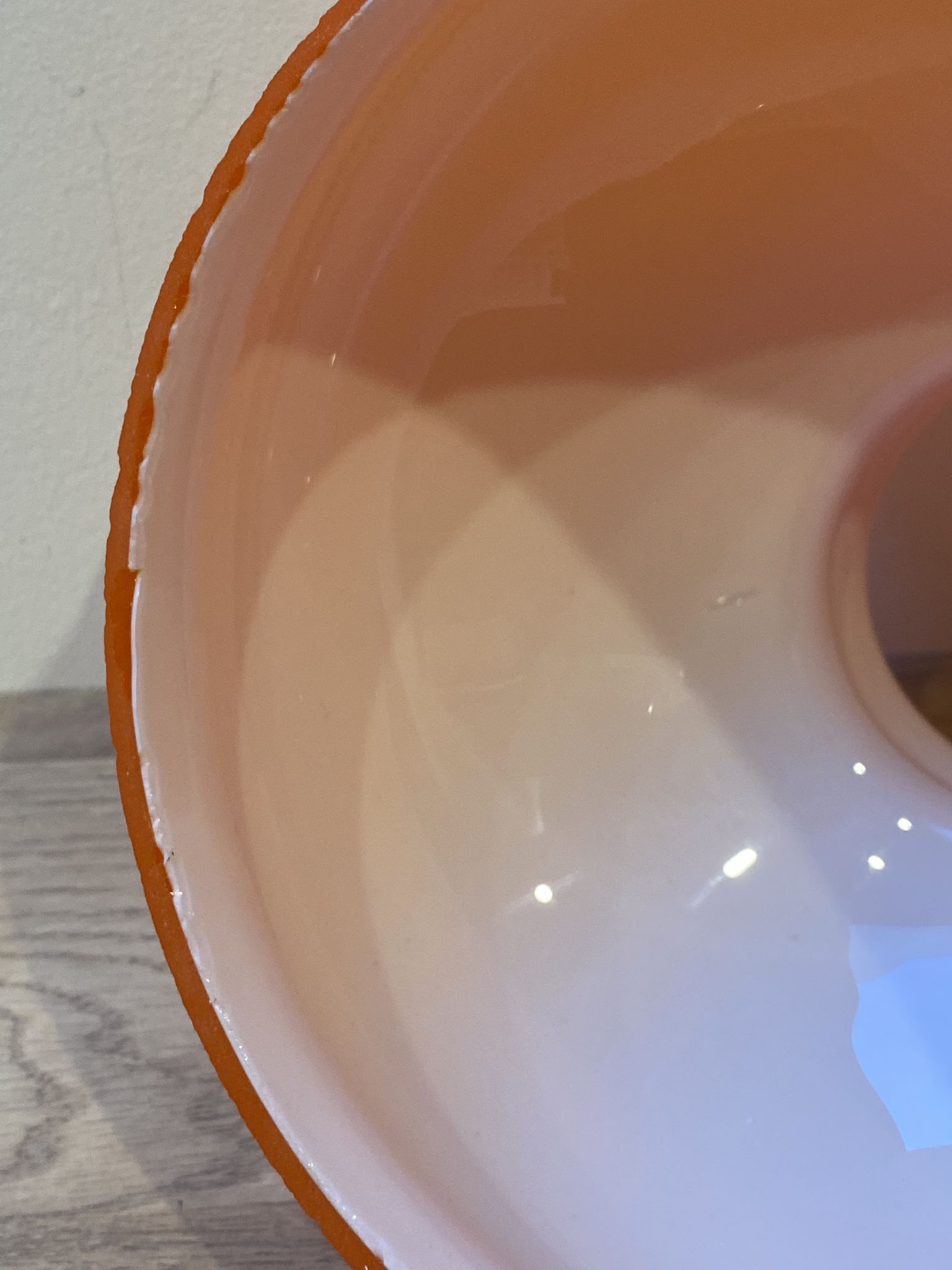 duo of Abat jour in vintage orange opaline glass